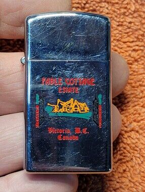 Zippo souvenir lighter Fable Cottage Estate Victoria BC.